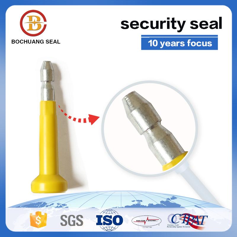 yellow color cargo container locks with series numbers B102